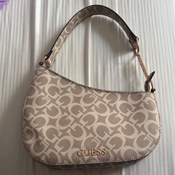 Guess Tan Monogram Shoulder Bag
